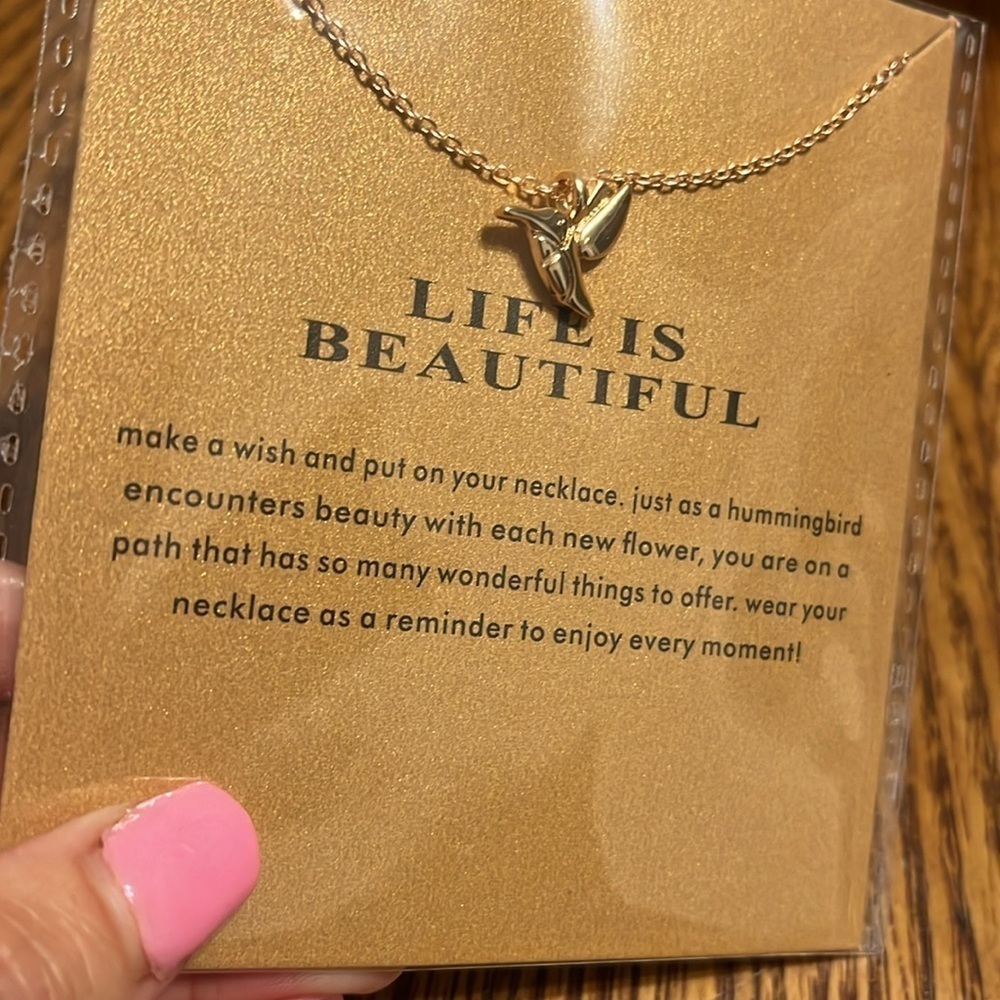 Gold Hummingbird Necklace - Picture 3 of 3